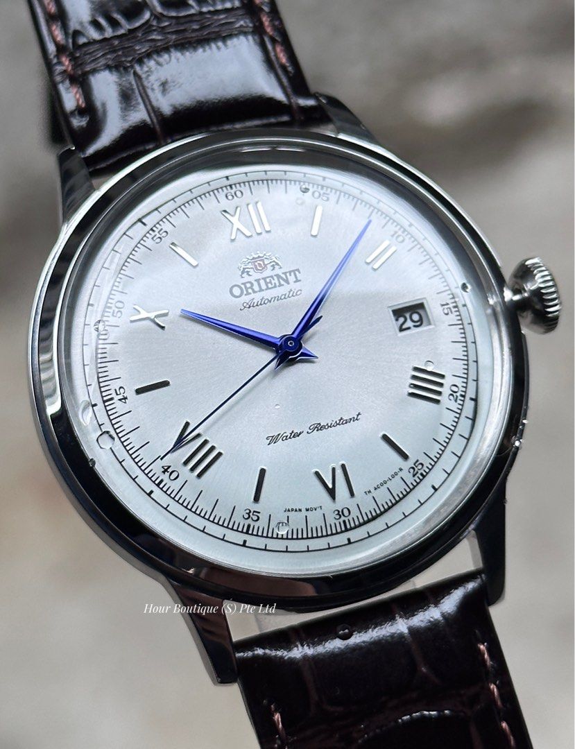Brand New 100% Authentic Orient Bambino White DIAL Blue Hands Men's Automatic Dress Watch AC00009W