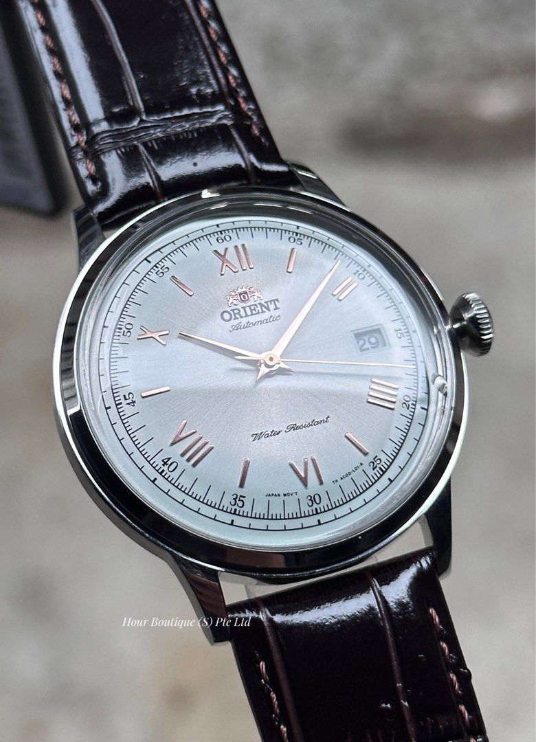 Brand New 100% Authentic Orient Bambino White Dial Rose Gold Index Men's Automatic Dress Watch AC00008W