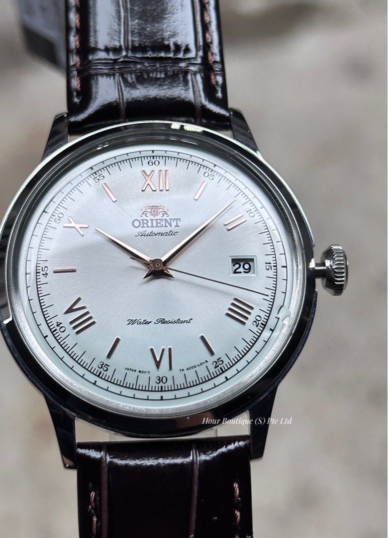 Brand New 100% Authentic Orient Bambino White Dial Rose Gold Index Men's Automatic Dress Watch AC00008W