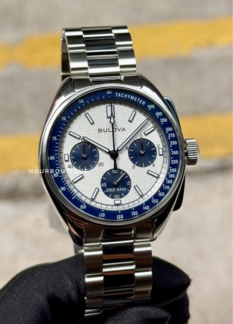 Brand New Bulova Lunar Pilot White Dial Precision Quartz Chronograph Watch