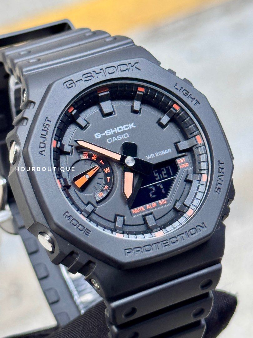 Brand New Casio G-Shock Oak Matt Black with Orange Watch GA-2100-1A4