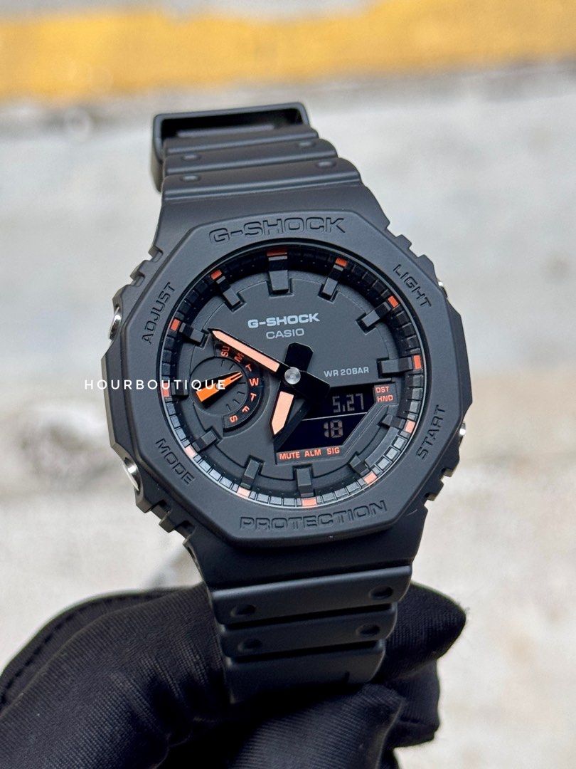 Brand New Casio G-Shock Oak Matt Black with Orange Watch GA-2100-1A4