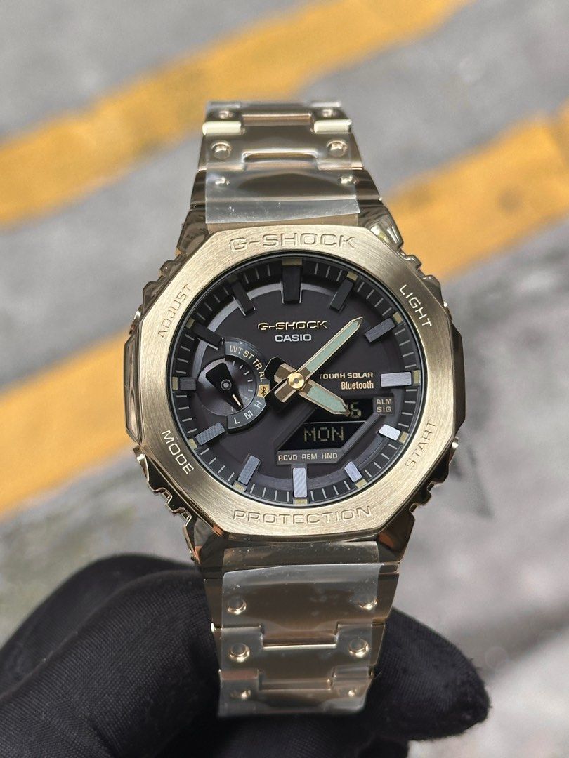 Brand New Casio GShock PVD Gold Full Metal Series Tough Solar Ana Digi Watch GM-B2100GD-9