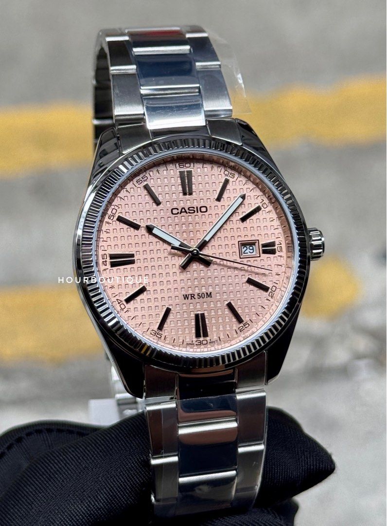 Brand New Casio Salmon Dial Quartz Watch MTP-1302PE-4A