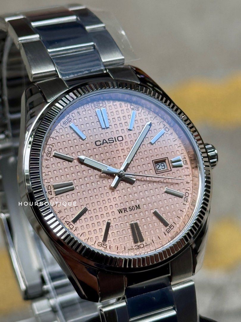 Brand New Casio Salmon Dial Quartz Watch MTP-1302PE-4A