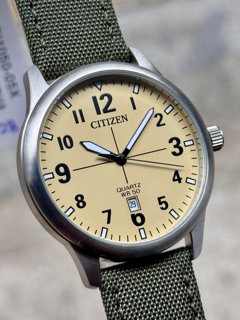 Brand New Citizen Quartz Cream Dial Field Watch BI1025-05X