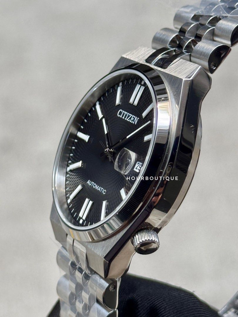 Brand New Citizen Tsuyosa Jubilee Brac Black Guilloche Dial Automatic Watch NK0020-55E