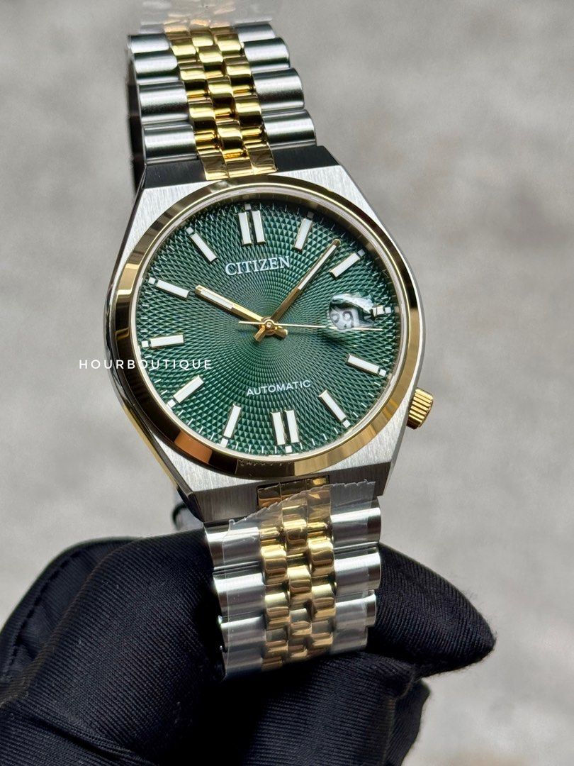 Brand New Citizen Tsuyosa Two Tone Jubilee Brac Green Gullioche Dial Automatic Watch NK0024-54X