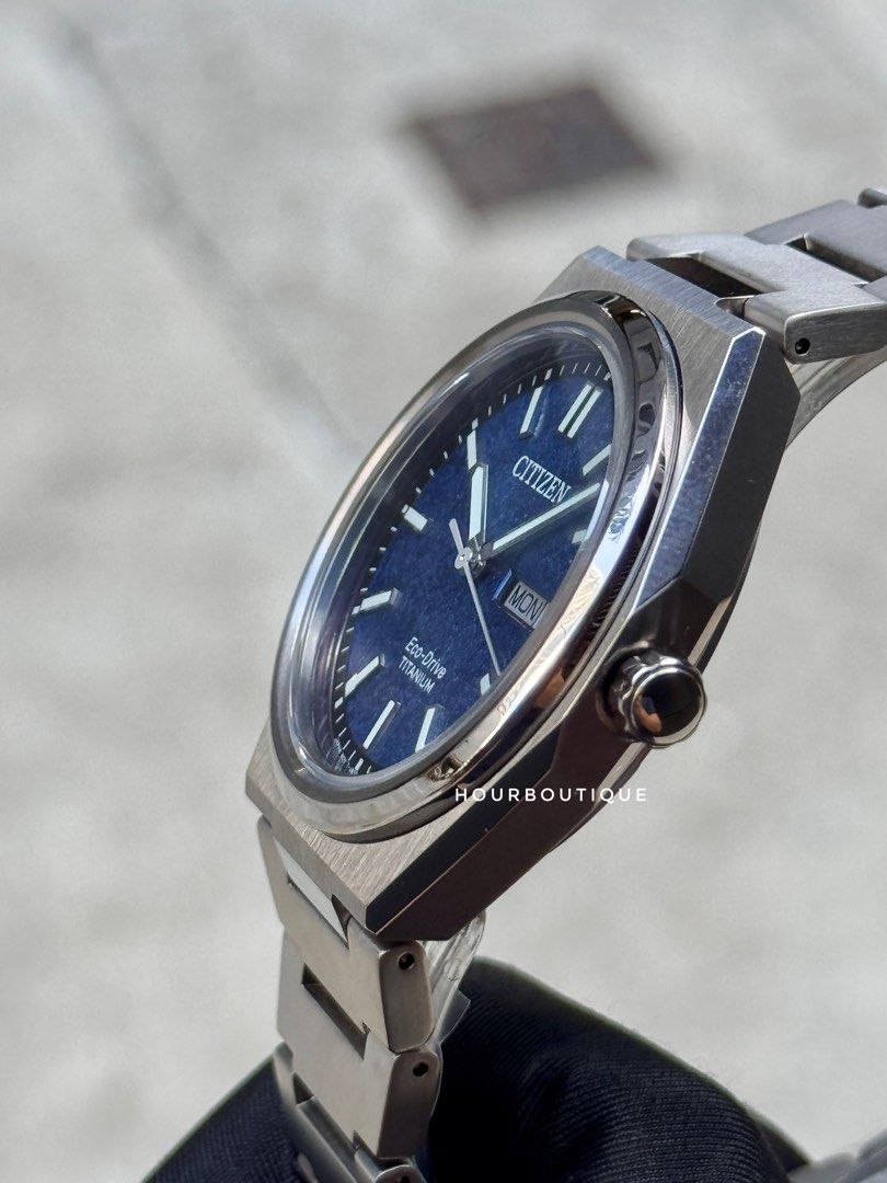 Brand New Citizen ZenShin Blue Frosted Dial, Eco-Drive Super Titanium Watch AW0130-85L