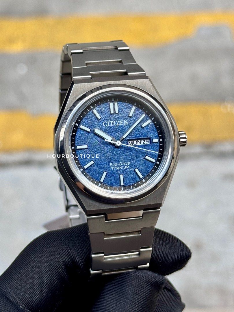 Brand New Citizen ZenShin Blue Frosted Dial, Eco-Drive Super Titanium Watch AW0130-85L