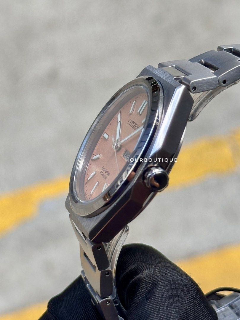 Brand New Citizen ZenShin Orange Frosted Dial, Eco-Drive Super Titanium Watch AW0130-85Z