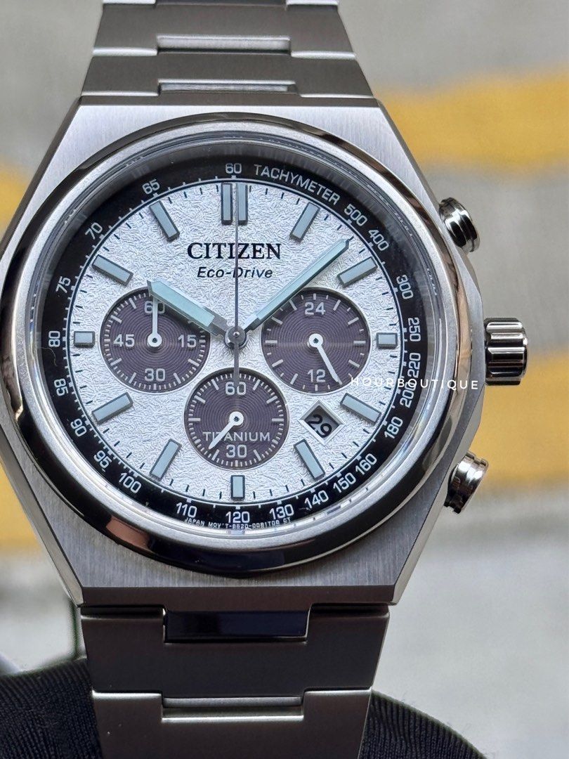 Brand New Citizen ZenShin Panda Eco-Drive Chronograph Super Titanium Watch CA4610-85A