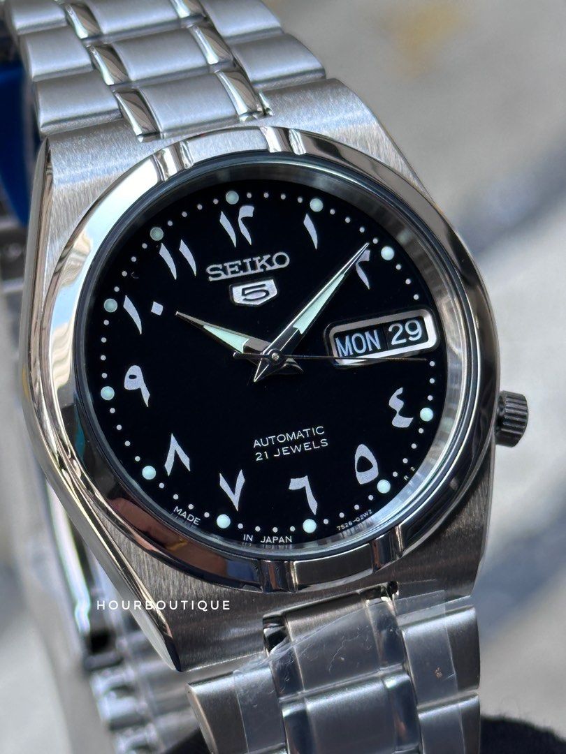 Brand New Made In Japan Series Seiko 5 Arabic Dial Mid Size Watch SNK063J5