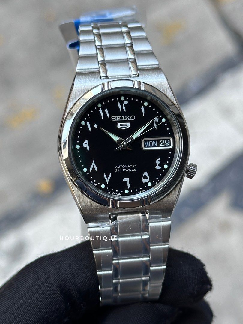 Brand New Made In Japan Series Seiko 5 Arabic Dial Mid Size Watch SNK063J5