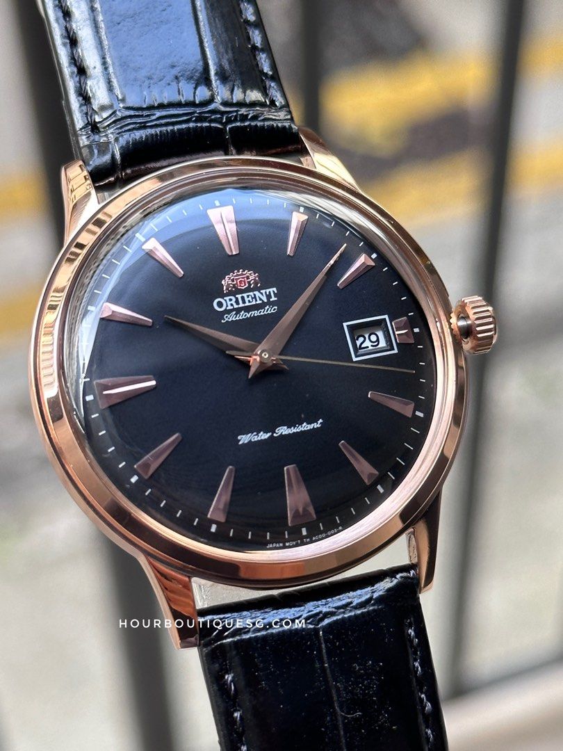 Brand New Orient Bambino Rose Gold case with Black Dial Men’s Automatic Watch AC00001B