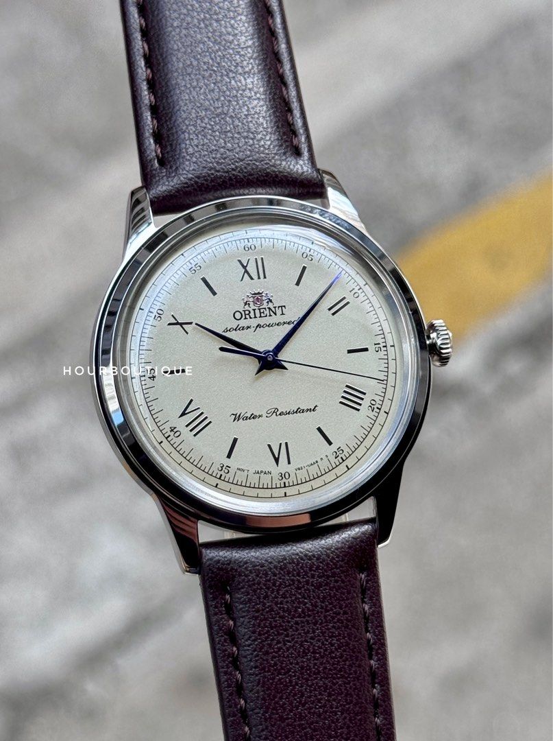 Brand New Orient Bambino Solar Powered Cream Dial 38mm Watch RA-WK0003G