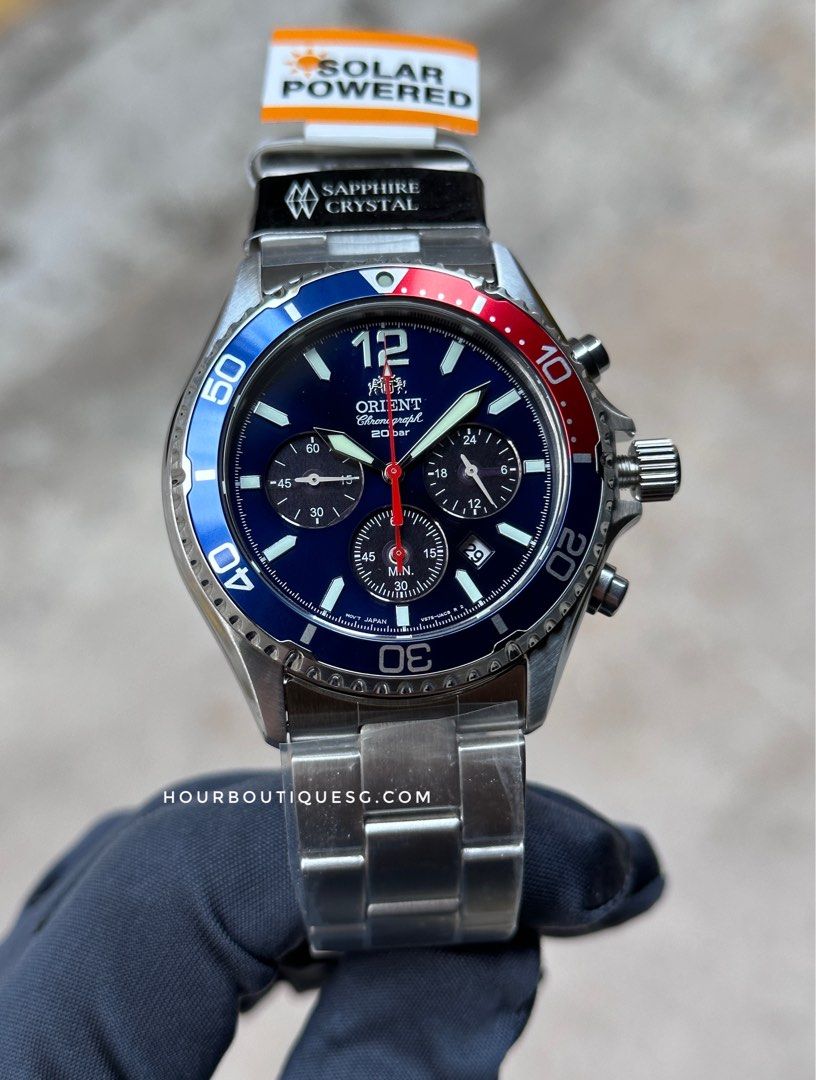 Brand New Orient Kamasu Pepsi Coloured Solar Powered Sapphire Crystal Divers Watch RA-TX0201L