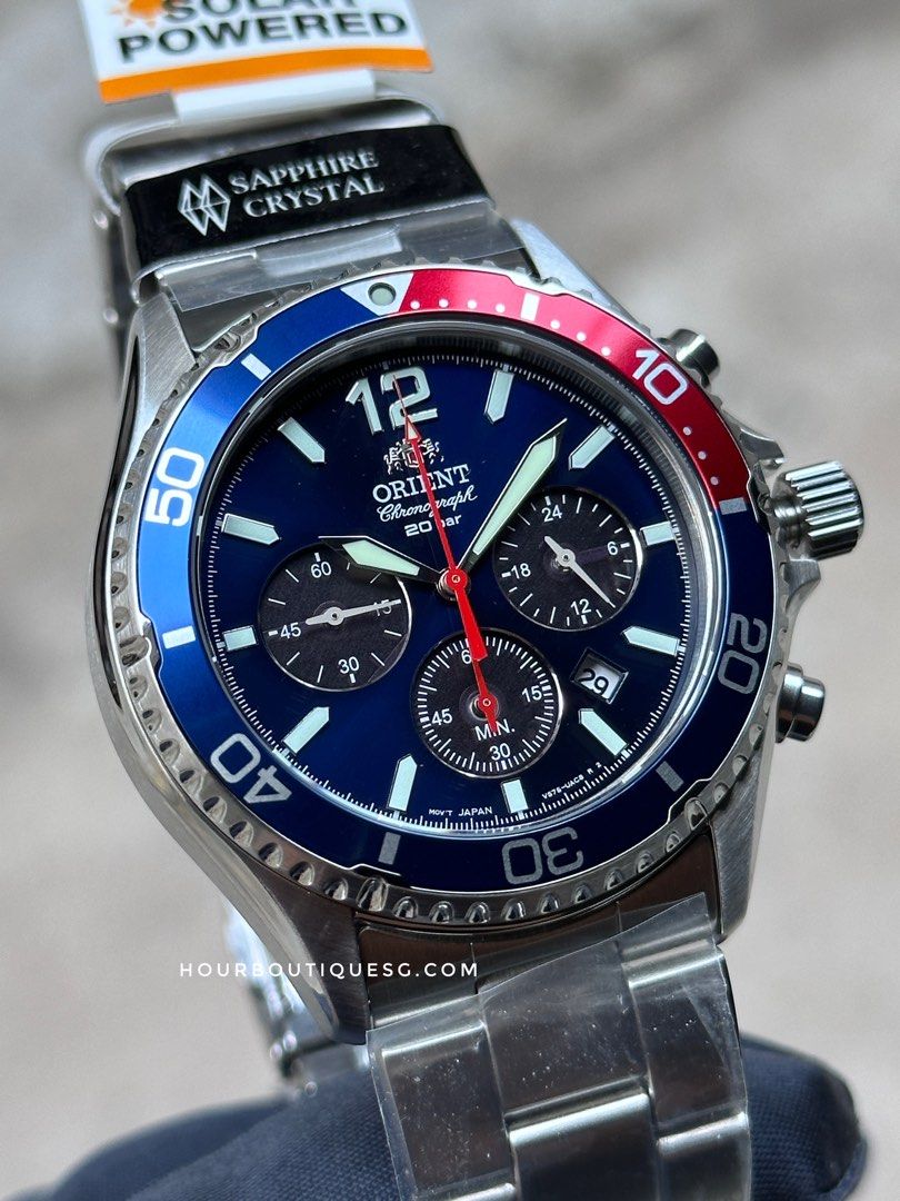 Brand New Orient Kamasu Pepsi Coloured Solar Powered Sapphire Crystal Divers Watch RA-TX0201L