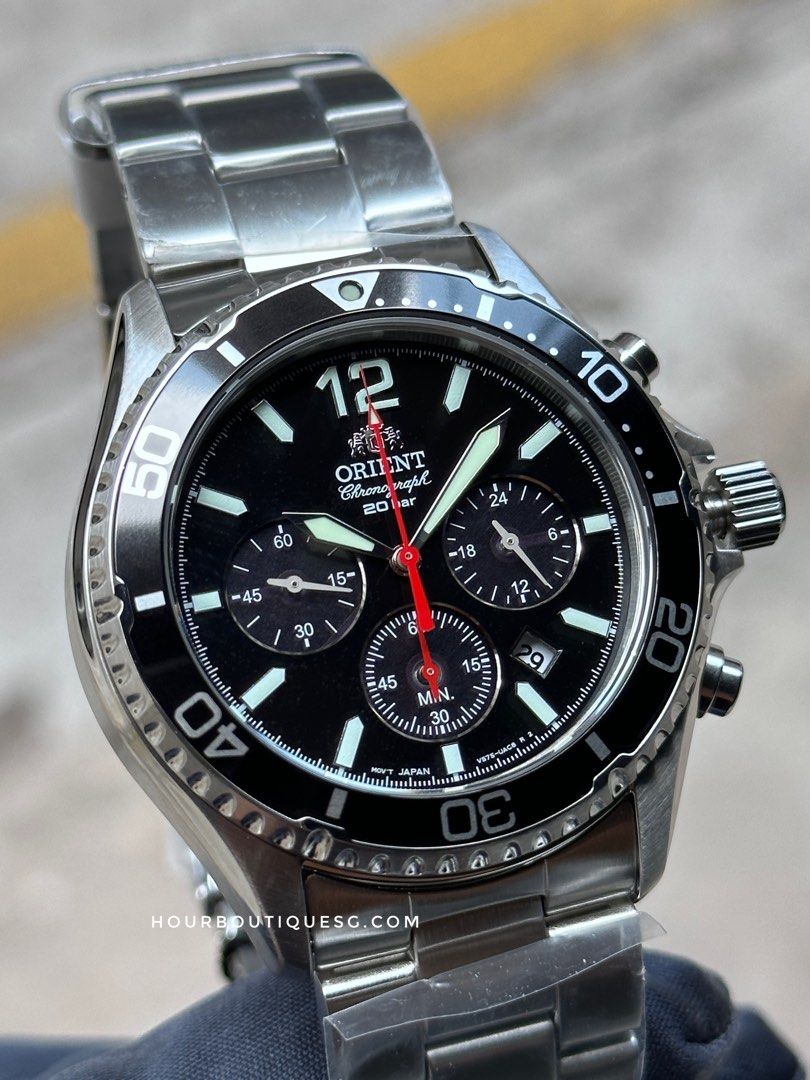 Brand New Orient Kamasu Solar Powered Sapphire Crystal Black Dial