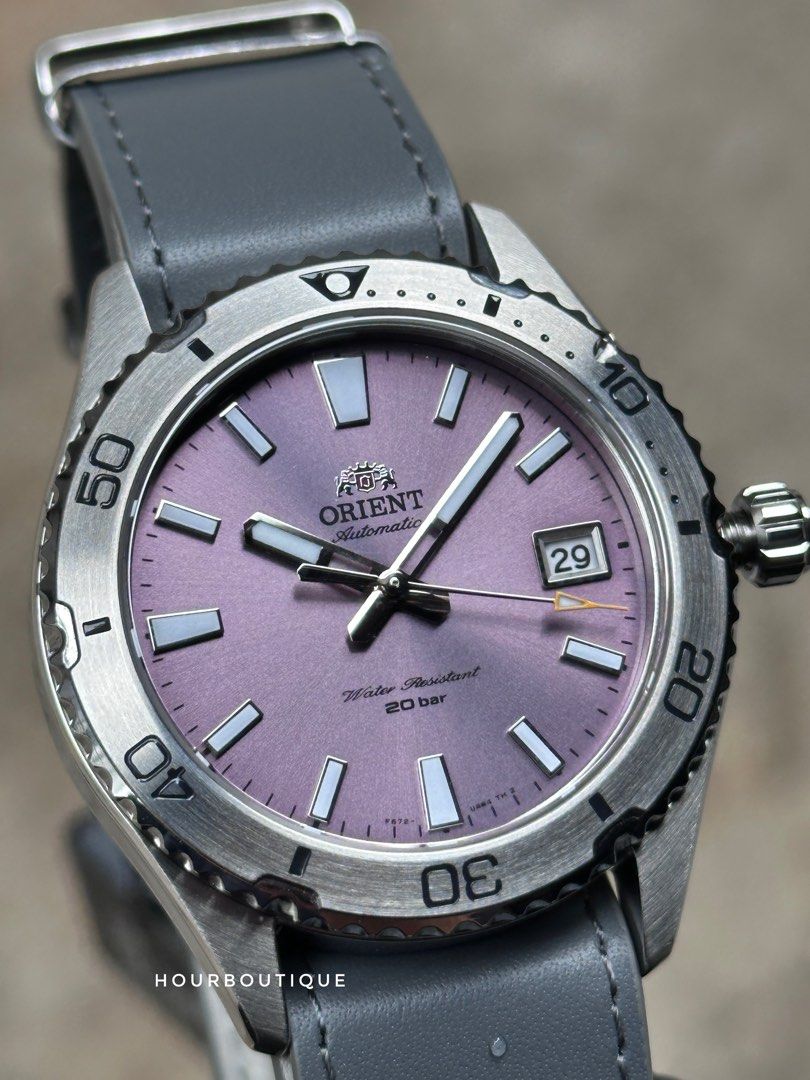 Brand New Orient Mako 40 Lilac Dial Automatic Divers Watch RA-AC0Q07V