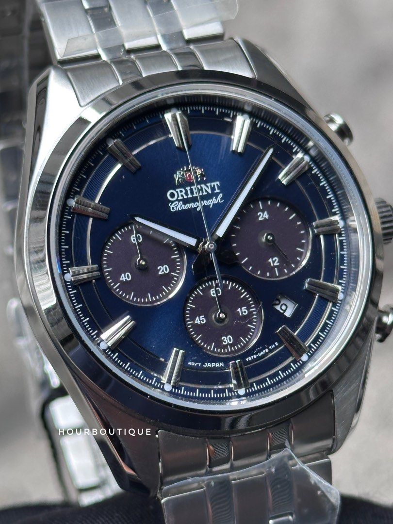 Brand New Orient Solar Powered Blue Dial Chronograph Watch RA-TX0303L