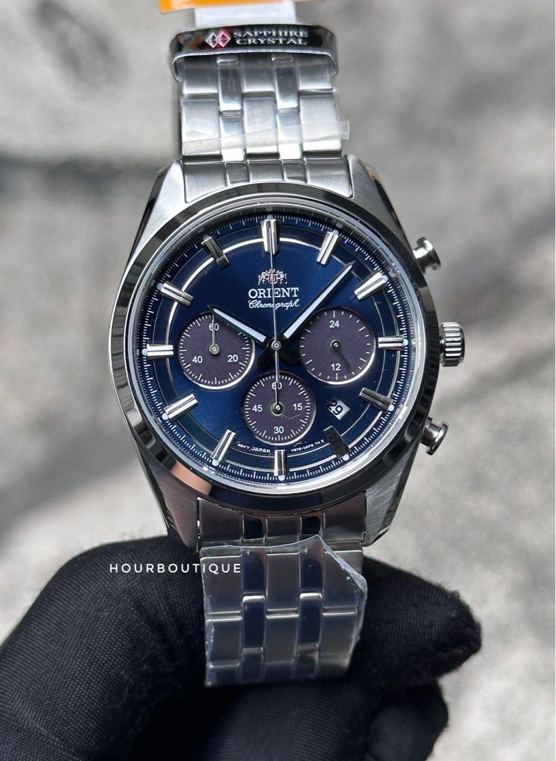 Brand New Orient Solar Powered Blue Dial Chronograph Watch RA-TX0303L