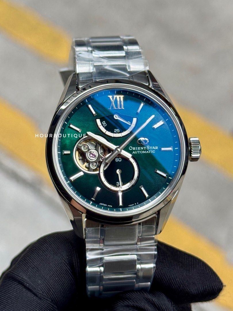 Brand New Orient Star Green MOP Open Heart Automatic Watch RE-BY0005A