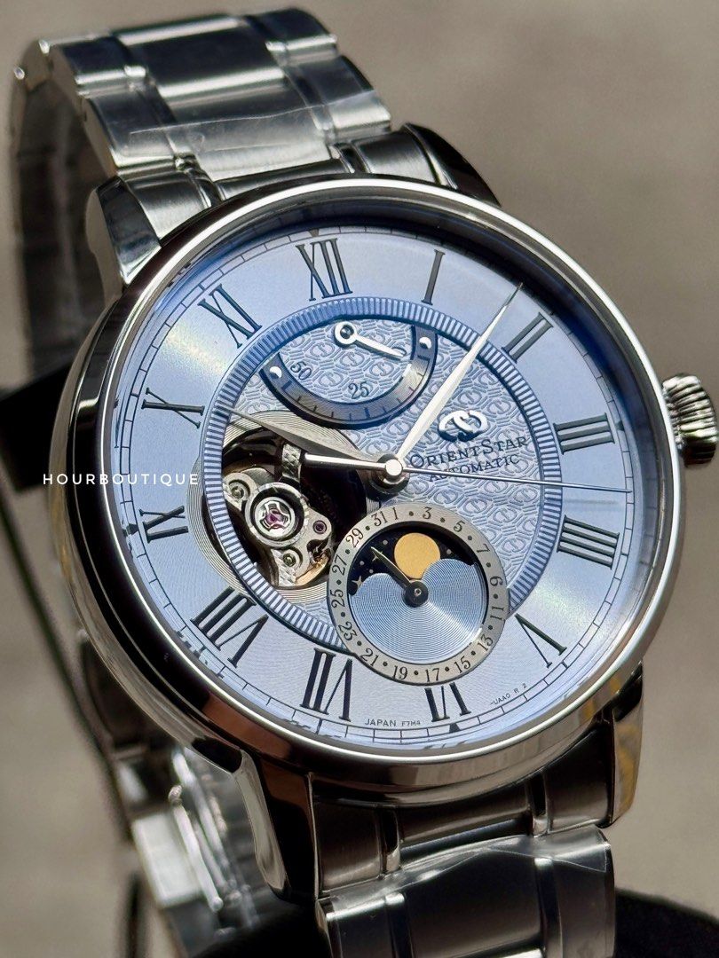 Brand New Orient Star Latest Sky Blue Dial MoonPhase Automatic Watch RE-BT0007L 190pc