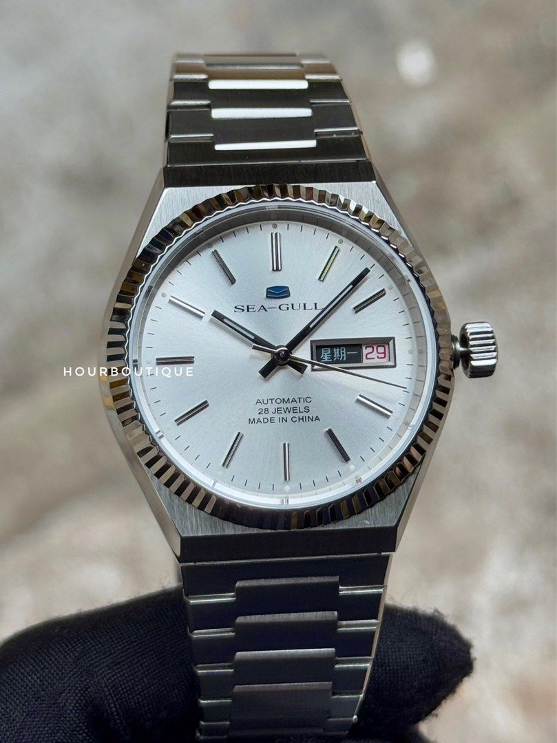 Brand New SeaGull Vintage Day Date Automatic silver Dial Watch