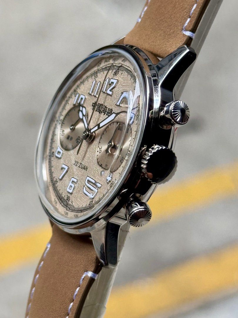 Brand New SeaGull Wind Chaser Beige Dial, Manual Winding Chronograph Watch