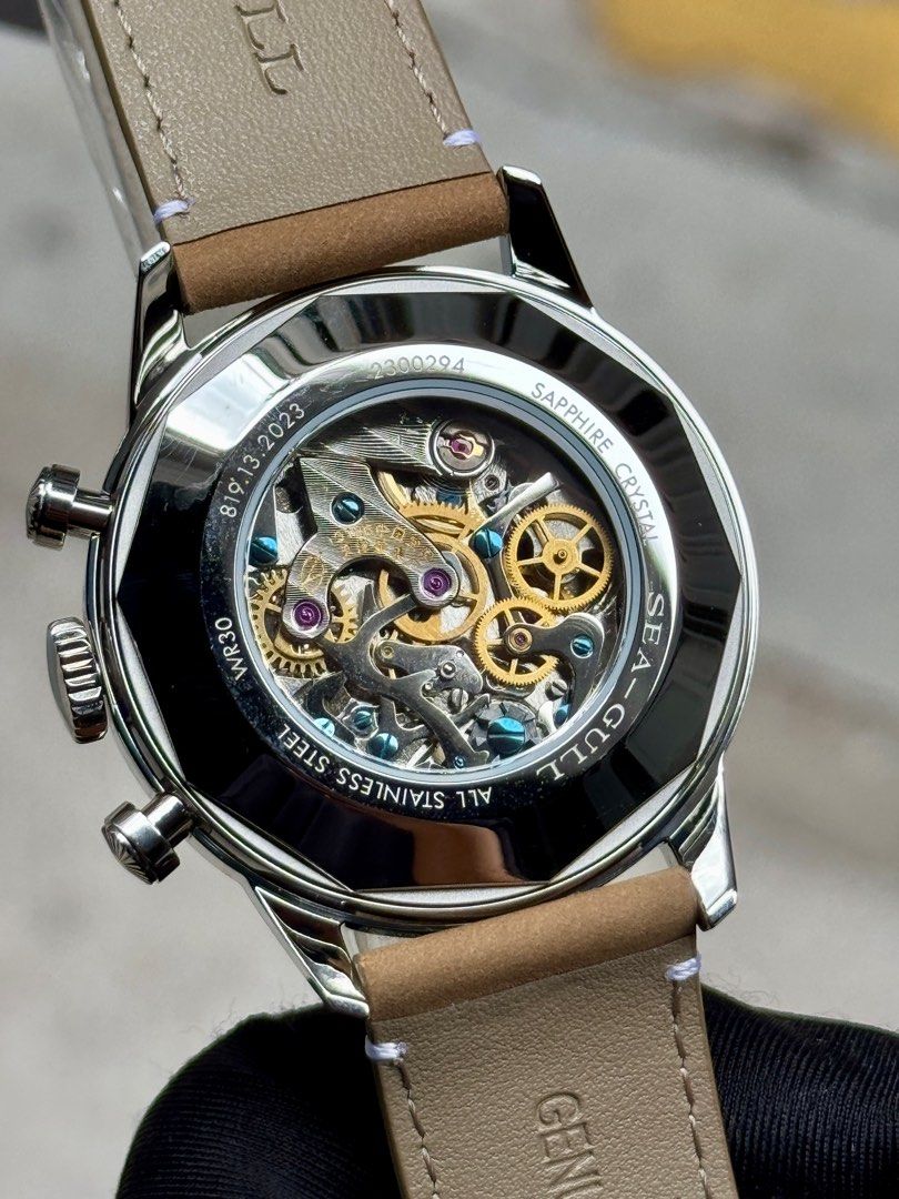 Brand New SeaGull Wind Chaser Beige Dial, Manual Winding Chronograph Watch
