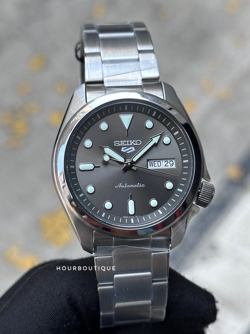 Brand New Seiko 5 Antracite Grey Dial Mens Automatic Watch SRPE51K1
