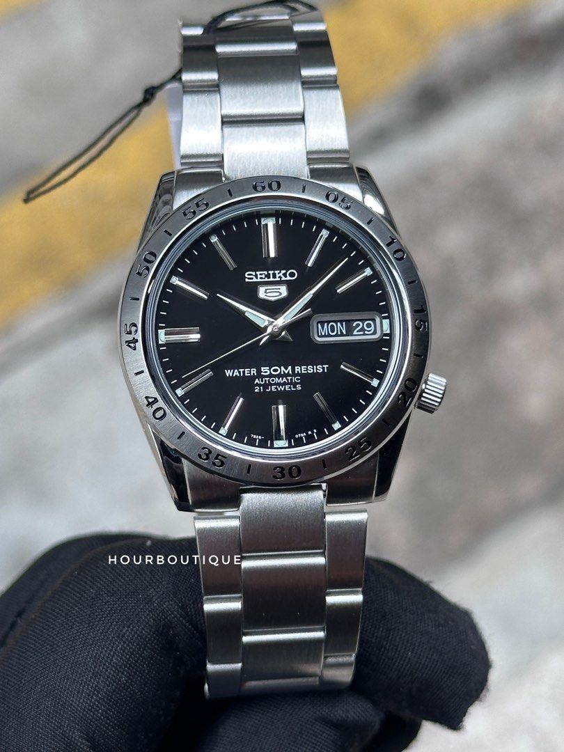 Brand New Seiko 5 Black Dial Explorer 37mm Automatic Watch SNKE01K1