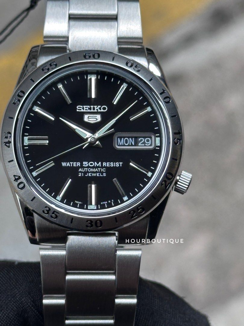 Brand New Seiko 5 Black Dial Explorer 37mm Automatic Watch SNKE01K1
