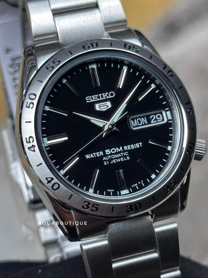 Brand New Seiko 5 Black Dial Explorer 37mm Automatic Watch SNKE01K1