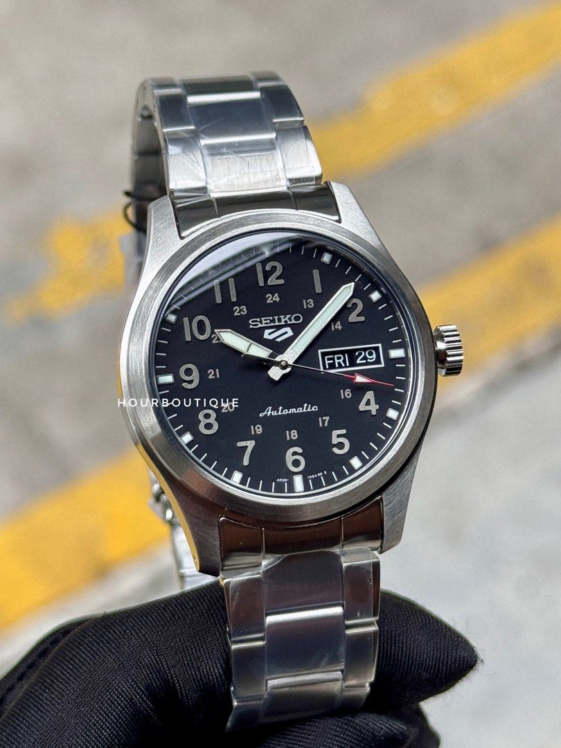 Brand New Seiko 5 Black Dial FieldWatch Automatic Watch SRPG27K1