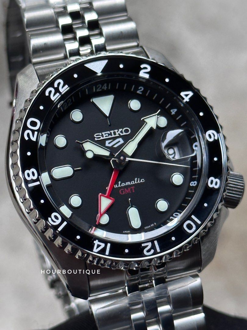Brand New Seiko 5 Black Dial GMT Men’s Automatic Watch SSK001K1
