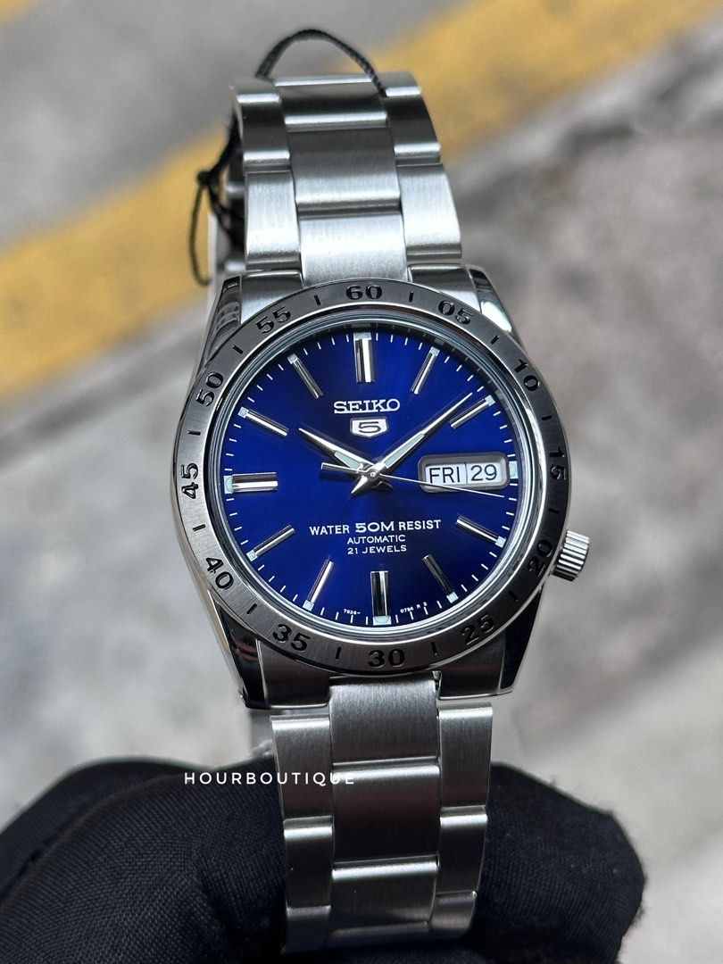 Brand New Seiko 5 Blue Dial Explorer 37mm Automatic Watch SNKD99k1