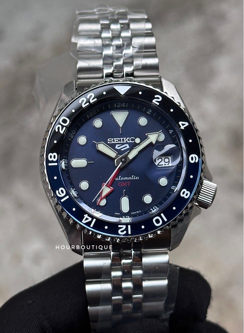 Brand New Seiko 5 BlueBerry Automatic GMT Men’s Watch SSK003K1