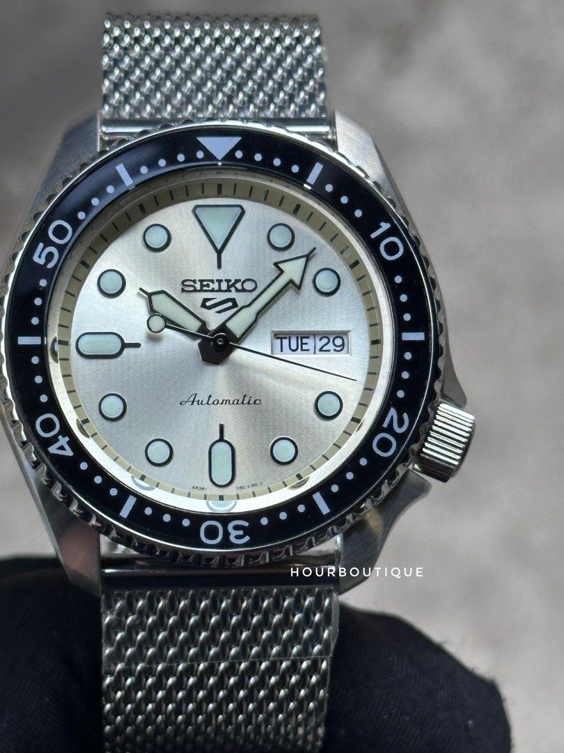 Brand New Seiko 5 Cream Dial Automatic Mens Watch SRPE75K1