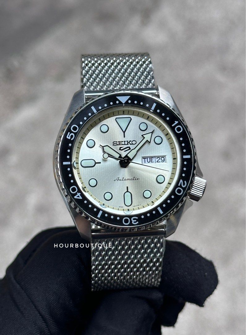 Brand New Seiko 5 Cream Dial Automatic Mens Watch SRPE75K1