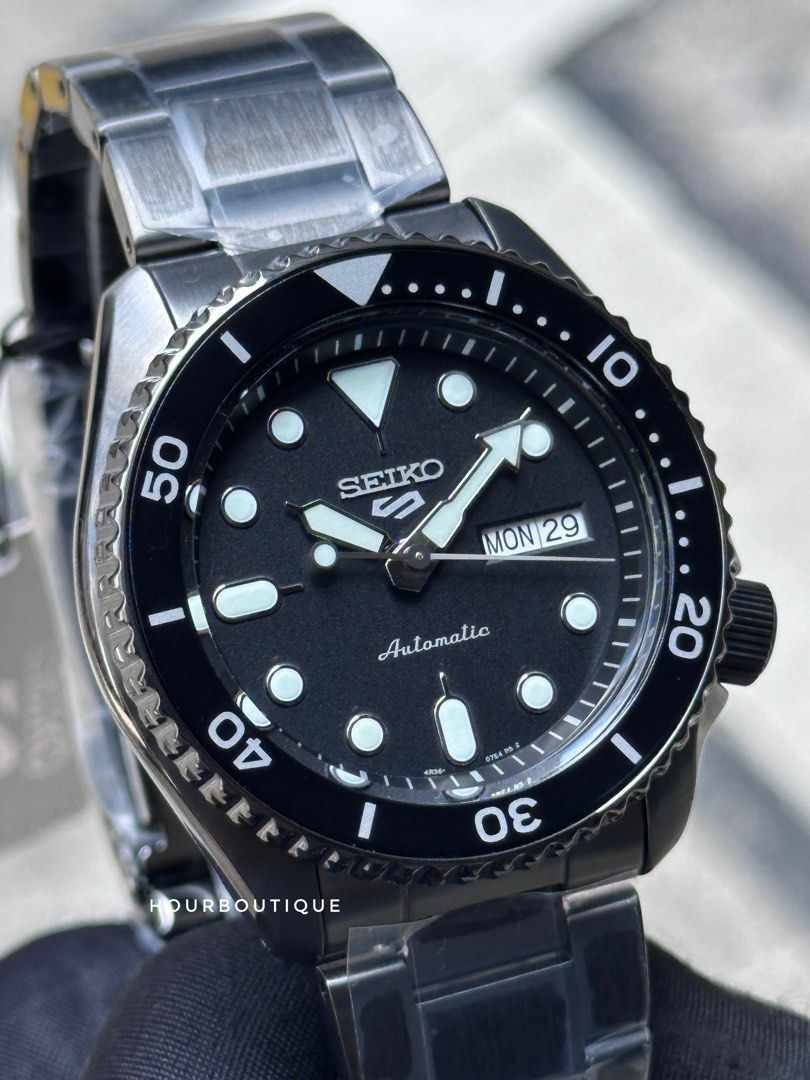 Brand New Seiko 5 Dark Grey PVD Case Mens Automatic Watch SRPD65K1