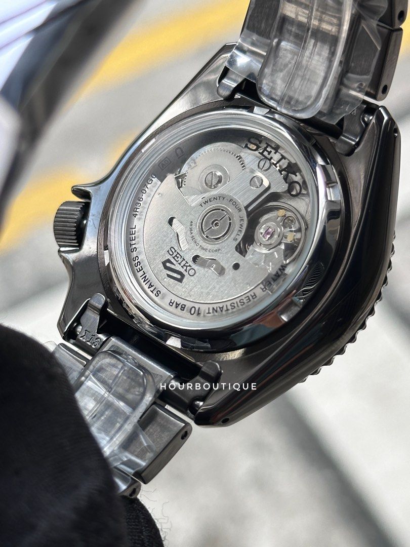 Brand New Seiko 5 Dark Grey PVD Case Mens Automatic Watch SRPD65K1