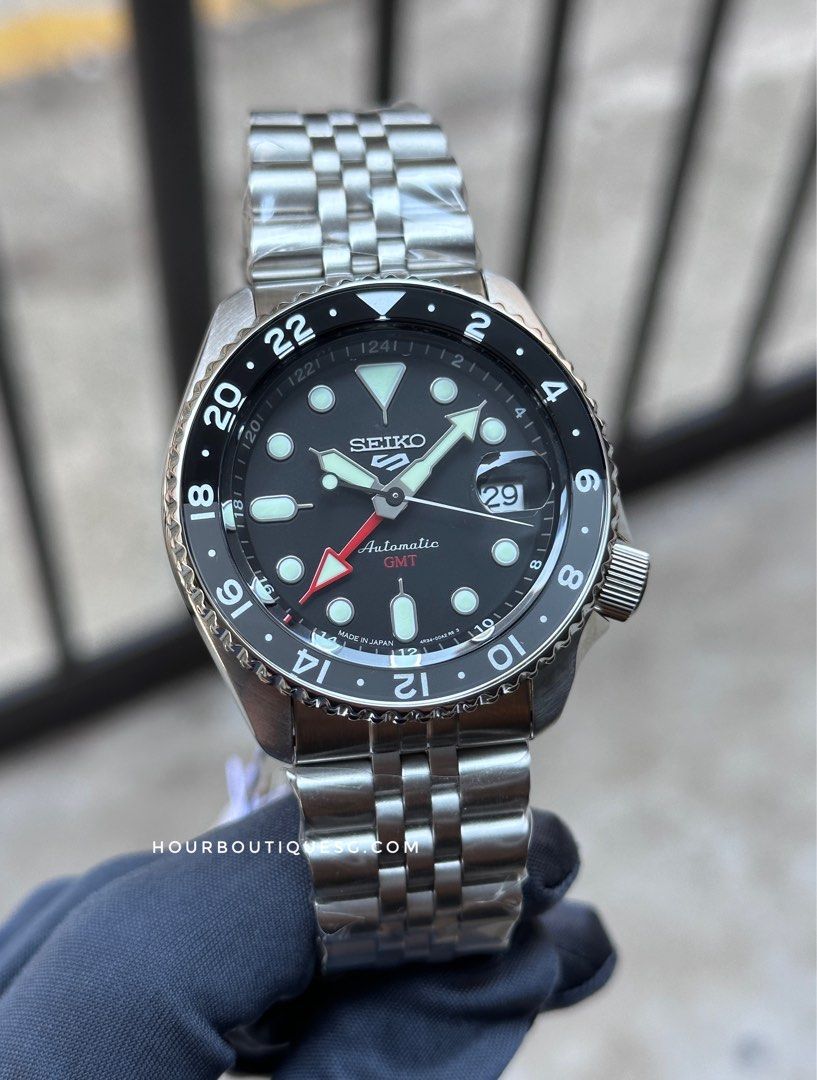 Brand New Seiko 5 GMT Made In Japan Version Black Dial Automatic Watch SSK001 SBSC001