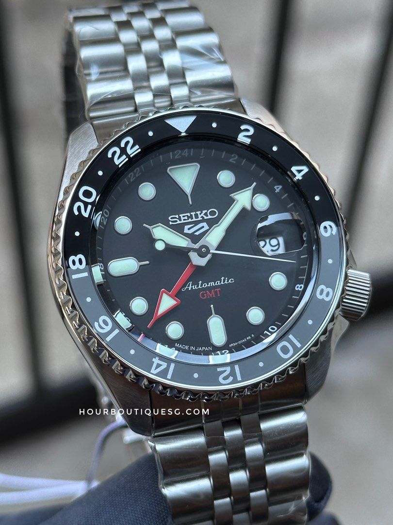 Brand New Seiko 5 GMT Made In Japan Version Black Dial Automatic Watch SSK001 SBSC001