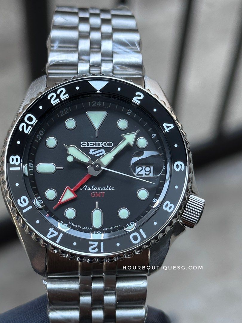 Brand New Seiko 5 GMT Made In Japan Version Black Dial Automatic Watch SSK001 SBSC001