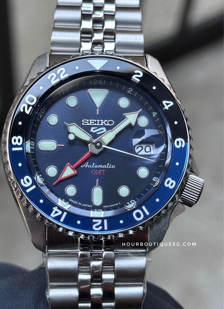 Brand New Seiko 5 GMT Made In Japan Version Blue Dial Automatic Watch SSK003k1 SBSC003