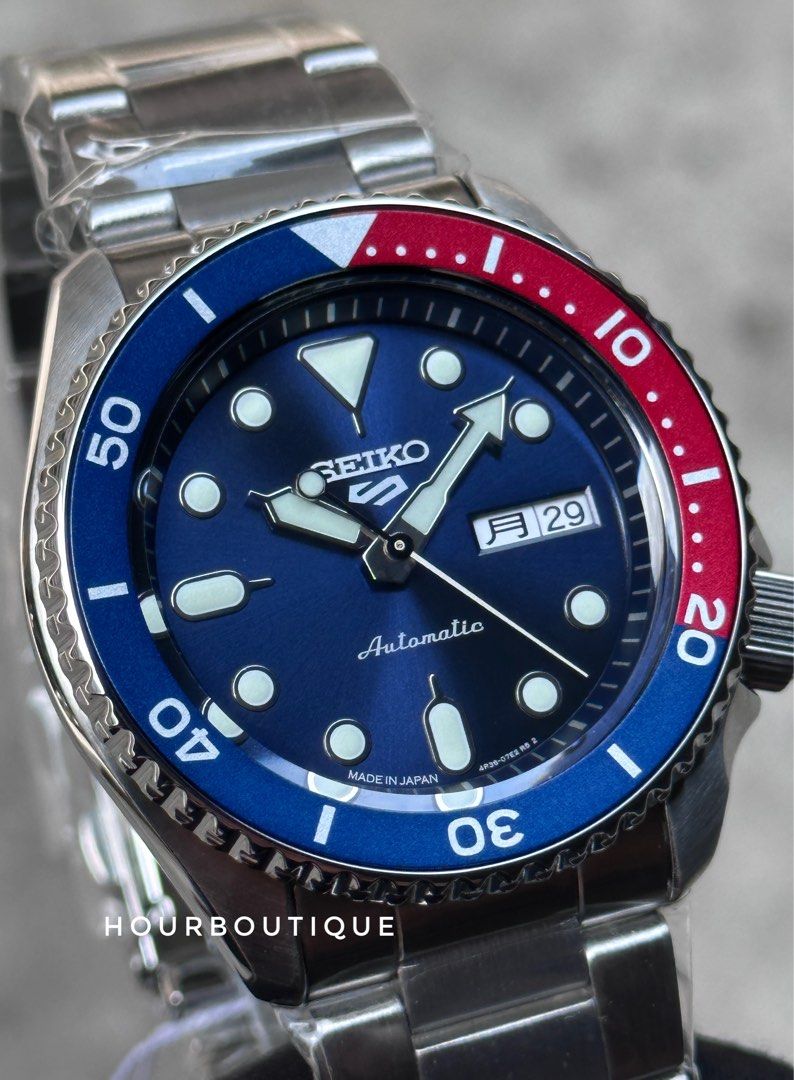 Brand New Seiko 5 JDM Pepsi Variant Automatic Watch SBSA003