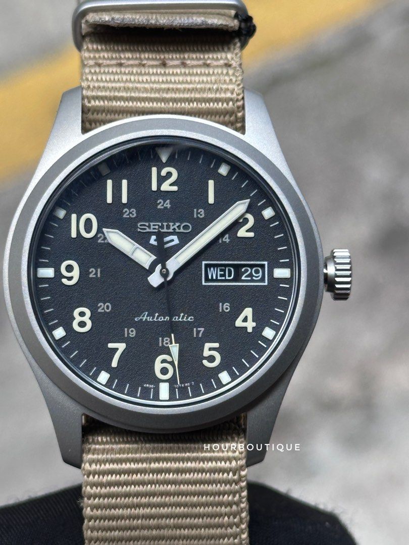 Brand New Seiko 5 Khaki Brown Strap Mens Automatic Watch SRPG35K1