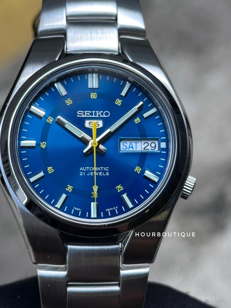 Brand New Seiko 5 Light Blue Dial 37mm Automatic Watch SNK615k1